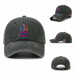 Funny Party In The USA Skeleton Rock Hand Washed Cotton Baseball Cap 4th Of July Rocker Gift