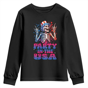 Funny Party In The USA Skeleton Rock Hand Youth Sweatshirt 4th Of July Rocker Gift TS12 Black Print Your Wear
