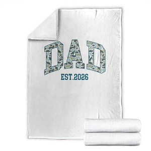 Promoted To Dad Est 2026 Throw Blanket Camo Fishing New Dad Gift TS12 White Print Your Wear