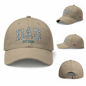 Promoted To Dad Est 2026 Baseball Cap Camo Fishing New Dad Gift TS12 Baseball Cap Universal Fit Khaki Print Your Wear