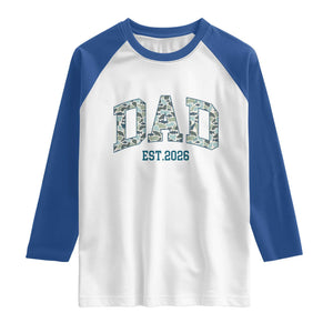 Promoted To Dad Est 2026 Raglan Shirt Camo Fishing New Dad Gift TS12 White Royal Print Your Wear