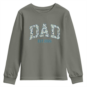 Promoted To Dad Est 2026 Youth Sweatshirt Camo Fishing New Dad Gift TS12 Military Green Print Your Wear