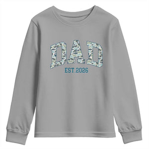 Promoted To Dad Est 2026 Youth Sweatshirt Camo Fishing New Dad Gift TS12 Sport Gray Print Your Wear