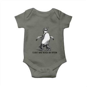 Flight Was Never An Option Baby Onesie Funny Penguin Roller Skates