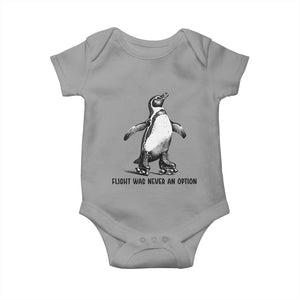 Flight Was Never An Option Baby Onesie Funny Penguin Roller Skates