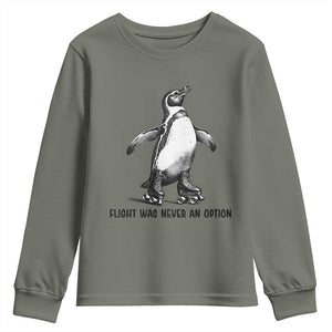 Flight Was Never An Option Youth Sweatshirt Funny Penguin Roller Skates