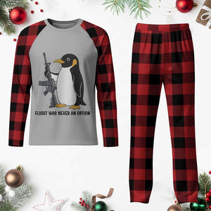 Funny Penguin Lover Gift Plaid Pajama Set Flight Was Never An Option