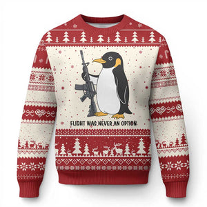 Funny Penguin Lover Gift Ugly Christmas Sweater Flight Was Never An Option