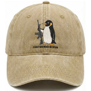 Funny Penguin Lover Gift Washed Cotton Baseball Cap Flight Was Never An Option