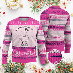 Funny Silly Goose Roller Skater Ugly Christmas Sweater Flight Was Never An Option