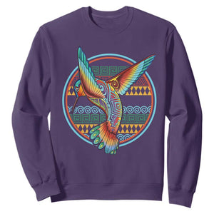 Colorful Geometric Tribal Hummingbird Sweatshirt Southwest Pattern Graphic
