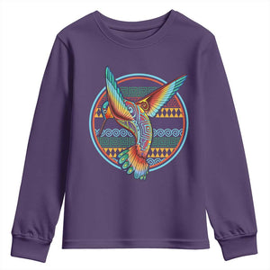 Colorful Geometric Tribal Hummingbird Youth Sweatshirt Southwest Pattern Graphic