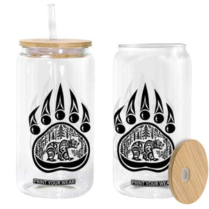 Native Inspired Alaska Grizzly Bear Glass Can Pacific Northwest Pride