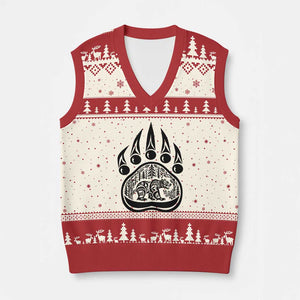 Native Inspired Alaska Grizzly Bear V-Neck Knit Sweater Vest Pacific Northwest Pride