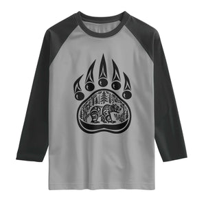 Native Inspired Alaska Grizzly Bear Raglan Shirt Pacific Northwest Pride