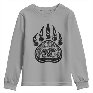 Native Inspired Alaska Grizzly Bear Youth Sweatshirt Pacific Northwest Pride