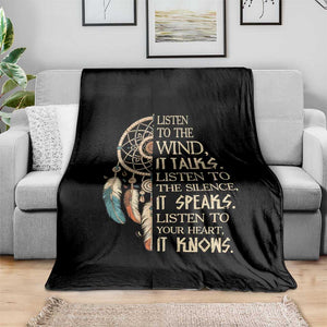 Indigenous Dreamcatcher Tribal Graphic Throw Blanket Listen To The Wind Listen To The Silence