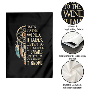 Indigenous Dreamcatcher Tribal Graphic Garden Flag Listen To The Wind Listen To The Silence