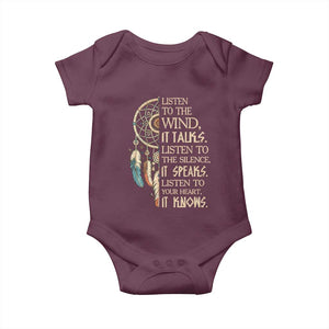 Indigenous Dreamcatcher Tribal Graphic Baby Onesie Listen To The Wind Listen To The Silence