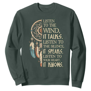 Indigenous Dreamcatcher Tribal Graphic Sweatshirt Listen To The Wind Listen To The Silence