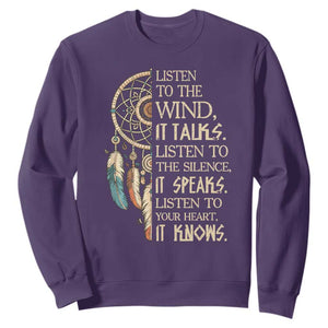 Indigenous Dreamcatcher Tribal Graphic Sweatshirt Listen To The Wind Listen To The Silence