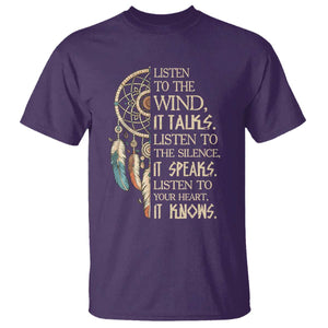 Indigenous Dreamcatcher Tribal Graphic T Shirt Listen To The Wind Listen To The Silence
