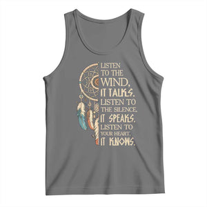 Indigenous Dreamcatcher Tribal Graphic Tank Top Listen To The Wind Listen To The Silence