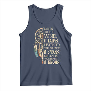 Indigenous Dreamcatcher Tribal Graphic Tank Top Listen To The Wind Listen To The Silence