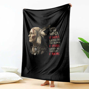 Listen To The Wind Listen To The Silence Throw Blanket Native American Wisdom