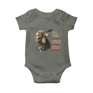 Listen To The Wind Listen To The Silence Baby Onesie Native American Wisdom
