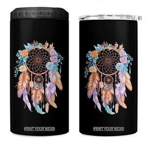 Dream Catcher Colorful Boho Floral Feather Graphic 4 in 1 Can Cooler Tumbler