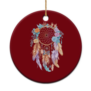 Dream Catcher Colorful Boho Floral Feather Graphic Ceramic Ornament