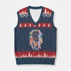Dream Catcher Colorful Boho Floral Feather Graphic V-Neck Knit Sweater Vest