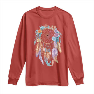 Dream Catcher Colorful Boho Floral Feather Graphic Long Sleeve Shirt