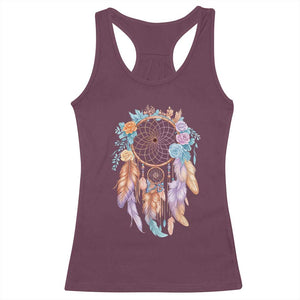 Dream Catcher Colorful Boho Floral Feather Graphic Racerback Tank Top
