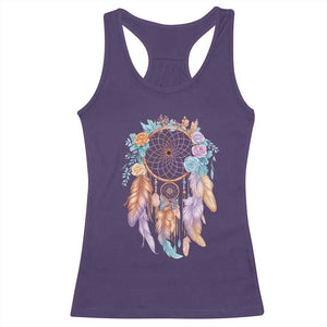 Dream Catcher Colorful Boho Floral Feather Graphic Racerback Tank Top