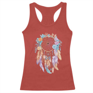 Dream Catcher Colorful Boho Floral Feather Graphic Racerback Tank Top