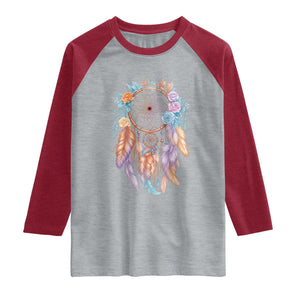 Dream Catcher Colorful Boho Floral Feather Graphic Raglan Shirt