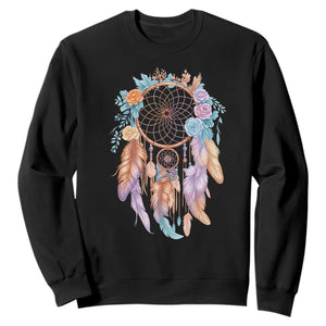 Dream Catcher Colorful Boho Floral Feather Graphic Sweatshirt