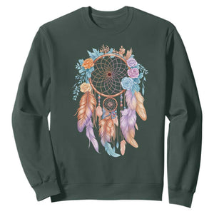 Dream Catcher Colorful Boho Floral Feather Graphic Sweatshirt