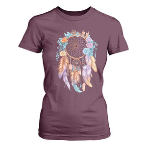 Dream Catcher Colorful Boho Floral Feather Graphic T Shirt For Women