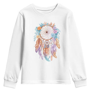 Dream Catcher Colorful Boho Floral Feather Graphic Youth Sweatshirt
