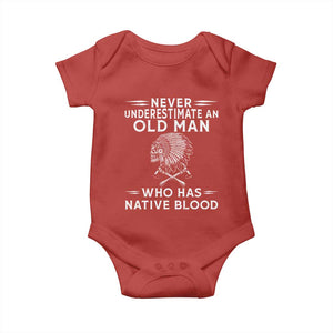 Native Warrior Skull Baby Onesie Never Underestimate An Old Man Who Has Native Blood
