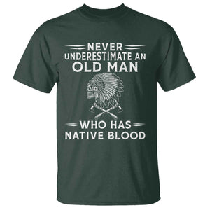 Native Warrior Skull T Shirt Never Underestimate An Old Man Who Has Native Blood