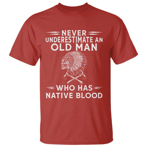 Native Warrior Skull T Shirt Never Underestimate An Old Man Who Has Native Blood