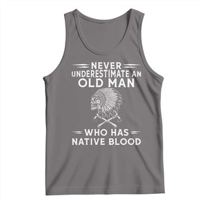 Native Warrior Skull Tank Top Never Underestimate An Old Man Who Has Native Blood
