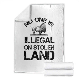 Native American Buffalo Graphic Throw Blanket No One Is Illegal On Stolen Land