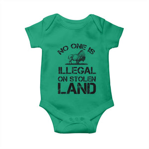 Native American Buffalo Graphic Baby Onesie No One Is Illegal On Stolen Land