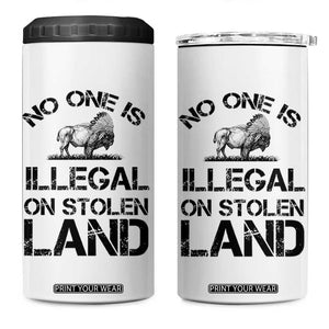 Native American Buffalo Graphic 4 in 1 Can Cooler Tumbler No One Is Illegal On Stolen Land