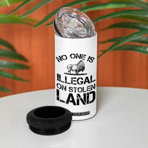 Native American Buffalo Graphic 4 in 1 Can Cooler Tumbler No One Is Illegal On Stolen Land